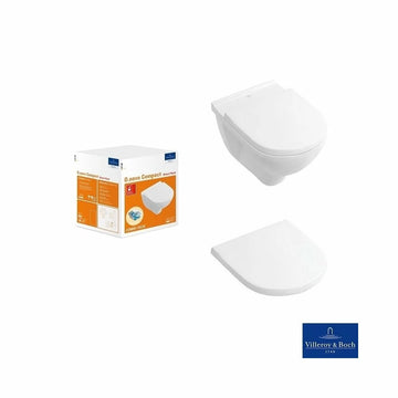 Set Villeroy&Boch vas WC o.novo compact direct flush, 36X49 cm, cu capac soft close quick  release