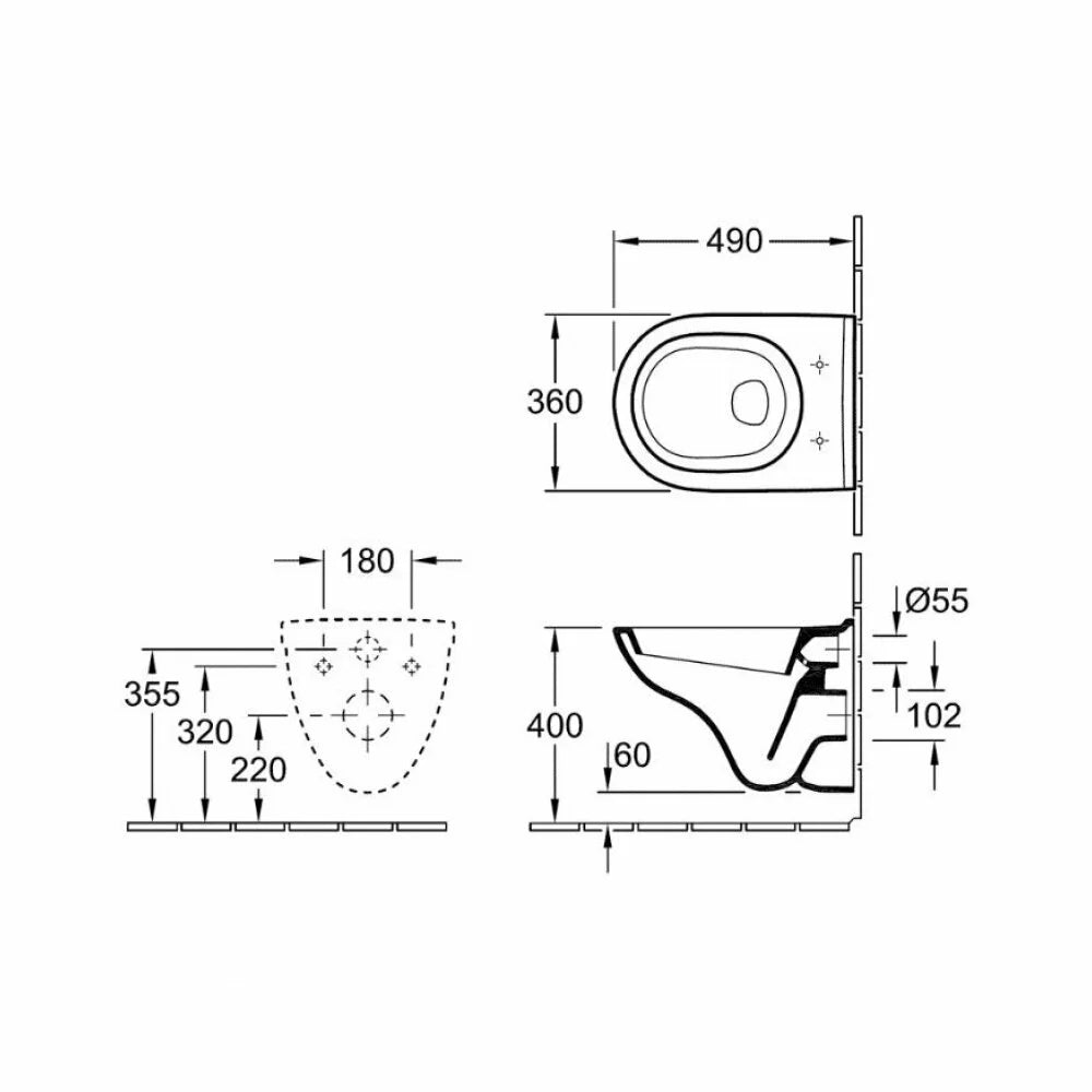 Set Villeroy&Boch vas WC o.novo compact direct flush, 36X49 cm, cu capac soft close quick  release