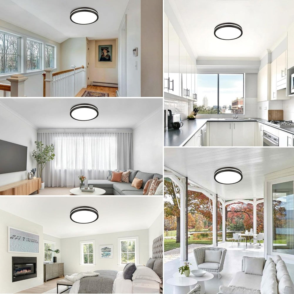 Plafoniera LED IP65 3CCT 3000lm, 300x55mm, IP65,2700K-4100K-6500K, Neagra