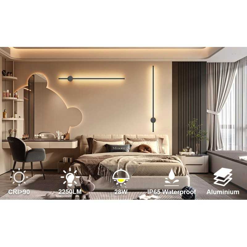 Aplica LED 100cm Bar Minimalist Negru Moderna34W ,3 Tipuri De Lumina