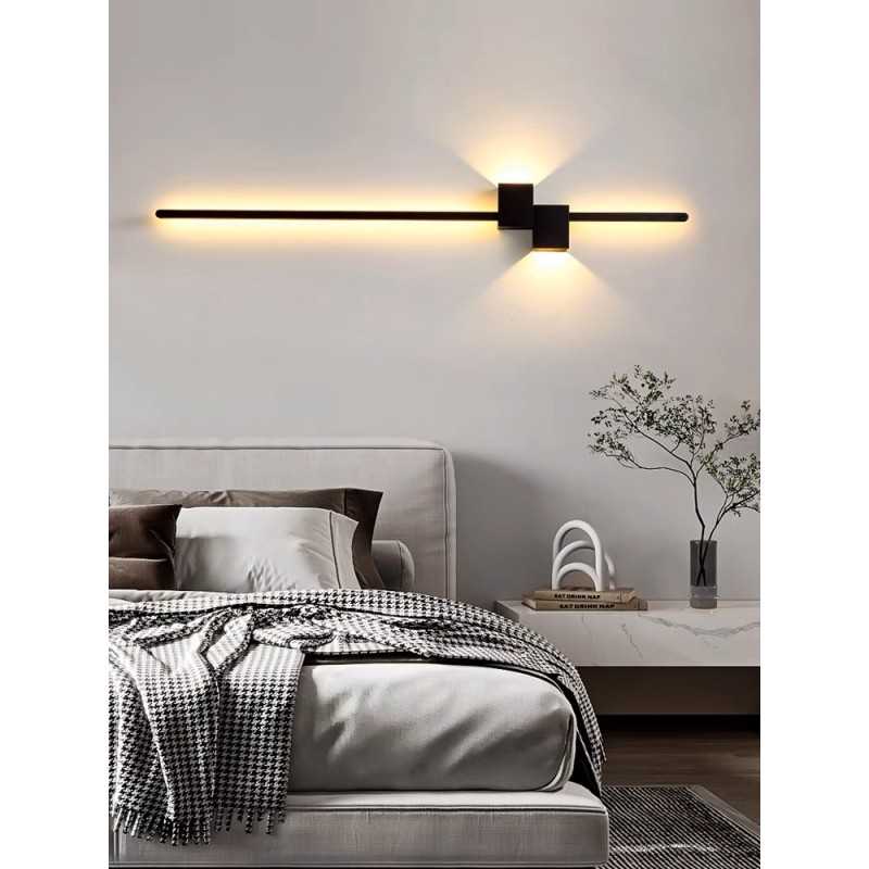 Aplica LED 80cm Bar Minimalist Negru Moderna 28W,3 Tipuri De Lumina