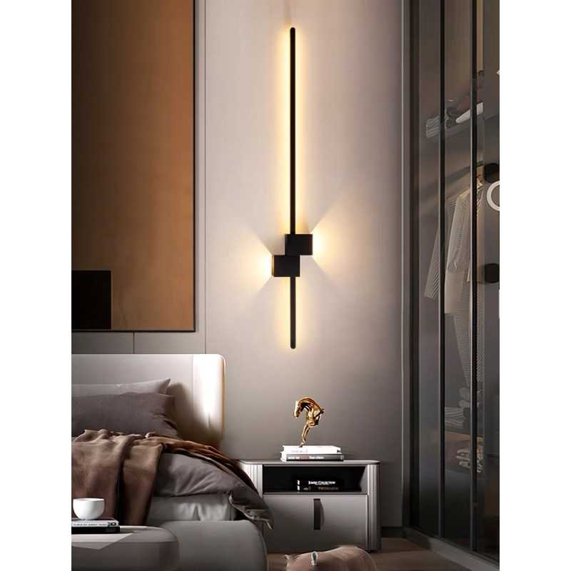 Aplica LED 80cm Bar Minimalist Negru Moderna 28W,3 Tipuri De Lumina
