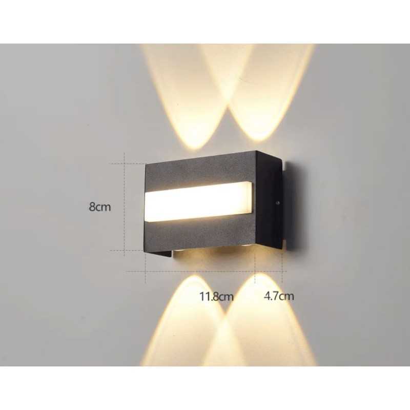 Aplica LED Perete Negru IP65 Moderna 8W Lumina calda