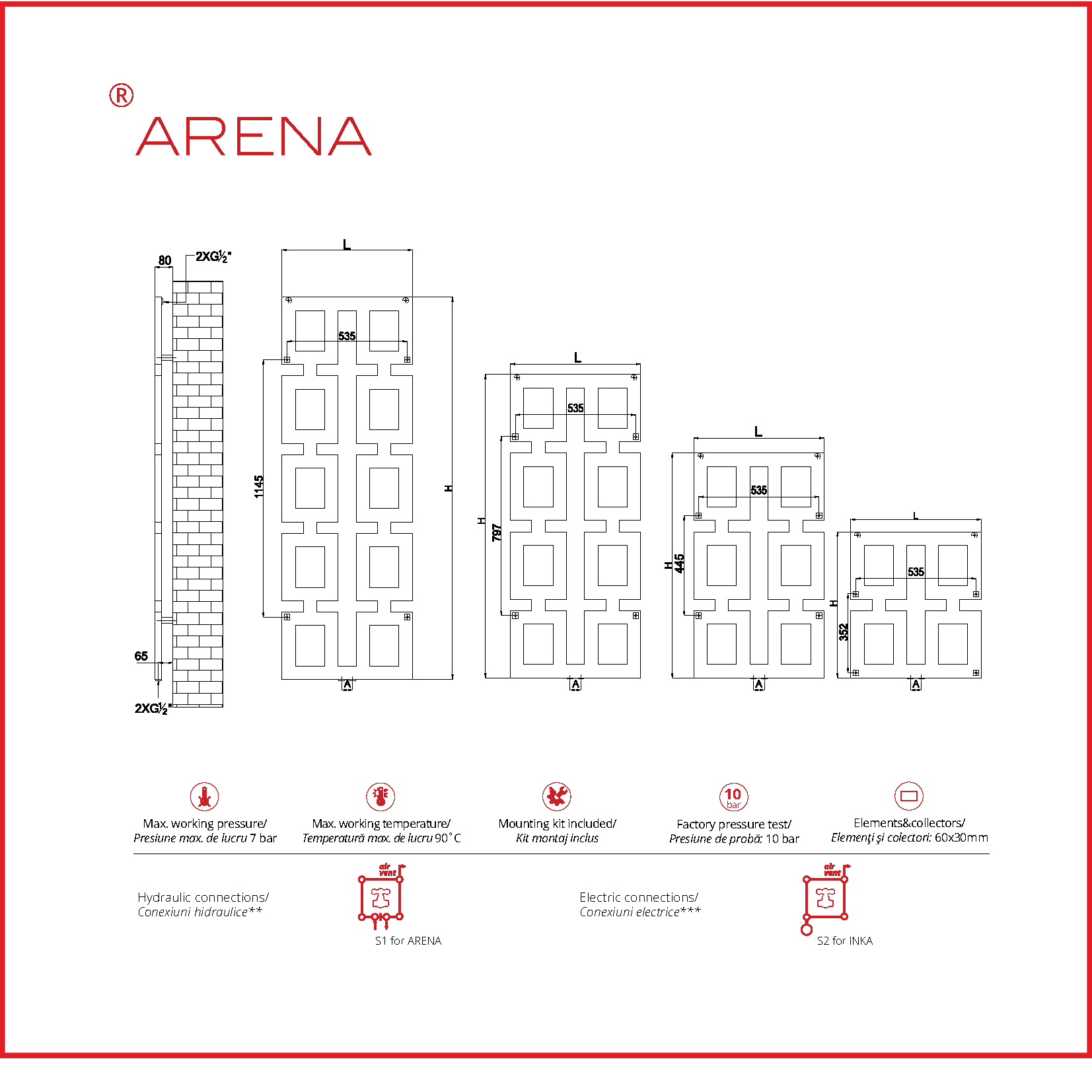 CALORIFER ARENA 058/170 RAL 9010 ATAC CENTRAL + KIT Textured Beige Radox 1001 TEXT - imagine 9