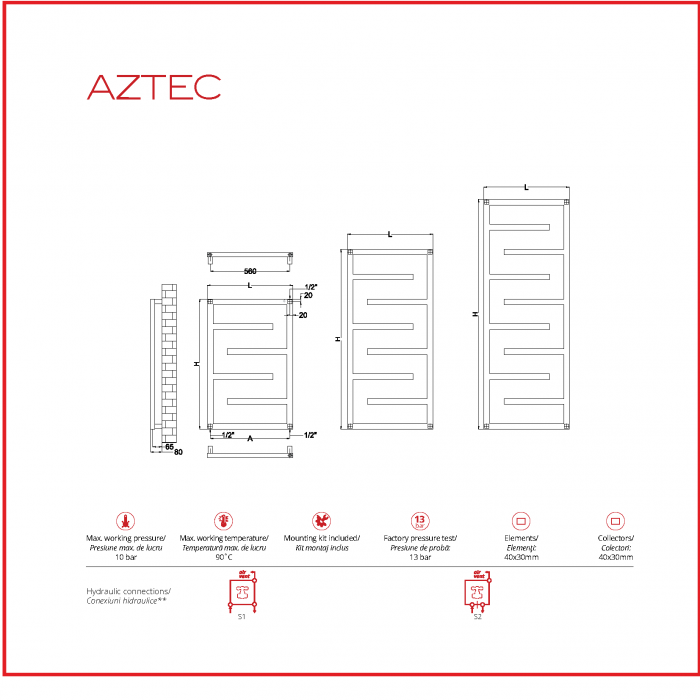 Calorifer Aztec +Kit Beige Yw370F (disponibil pe baza de comanda la furnizor)