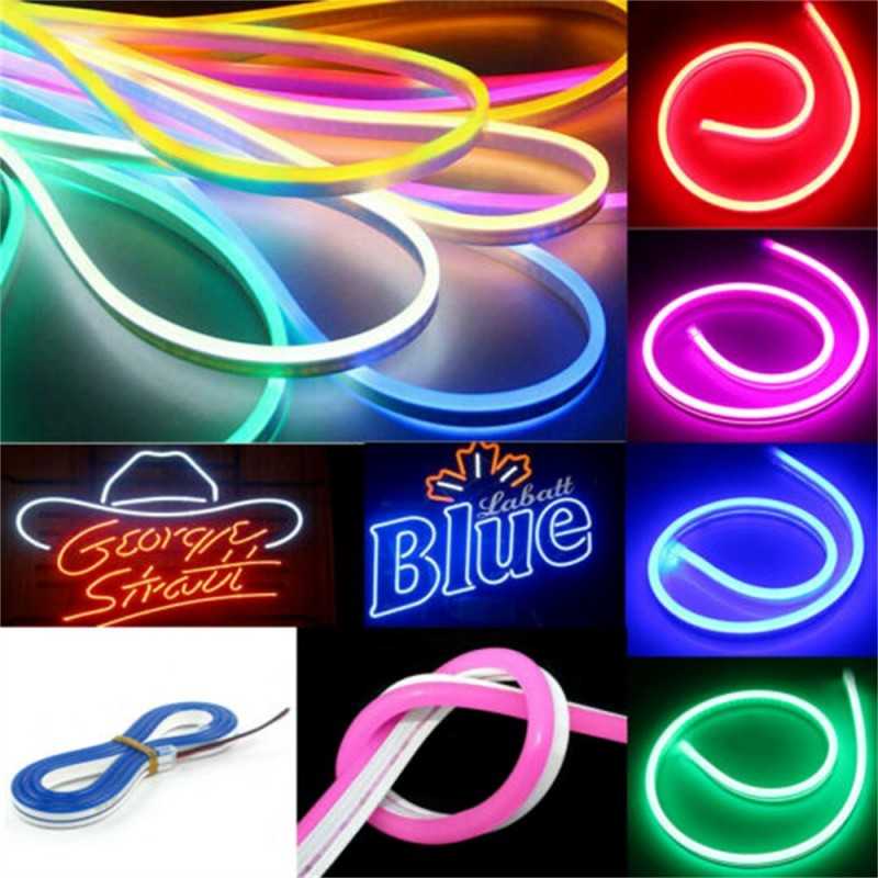 Banda led 12v neon flex set galben 5m neonflex si sursa de alimentare 60w