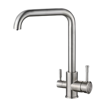Baterie Bucătărie cu 3 Căi, pentru Apă Filtrată, Crom, Finisaj Lucios, Pipă Pivotantă, Înălțime 360 mm Aquator