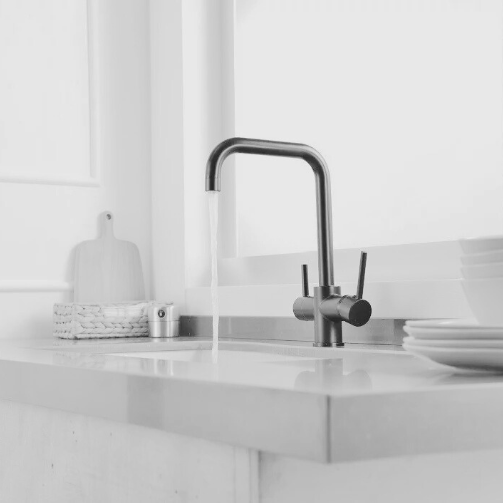 Baterie Bucătărie cu 3 Căi, pentru Apă Filtrată, Gri, Finisaj Lucios, Pipă Pivotantă, Înălțime 360 mm Aquator - imagine 5
