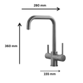 Baterie Bucătărie cu 3 Căi, pentru Apă Filtrată, Gri, Finisaj Lucios, Pipă Pivotantă, Înălțime 360 mm Aquator - imagine 2