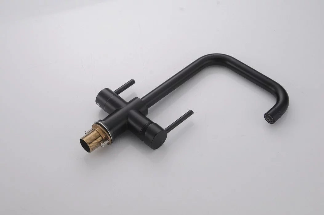 Baterie Bucătărie cu 3 Căi, pentru Apă Filtrată, Neagră, Finisaj Mat, Pipă Pivotantă, Înălțime 360 mm Aquator - imagine 3