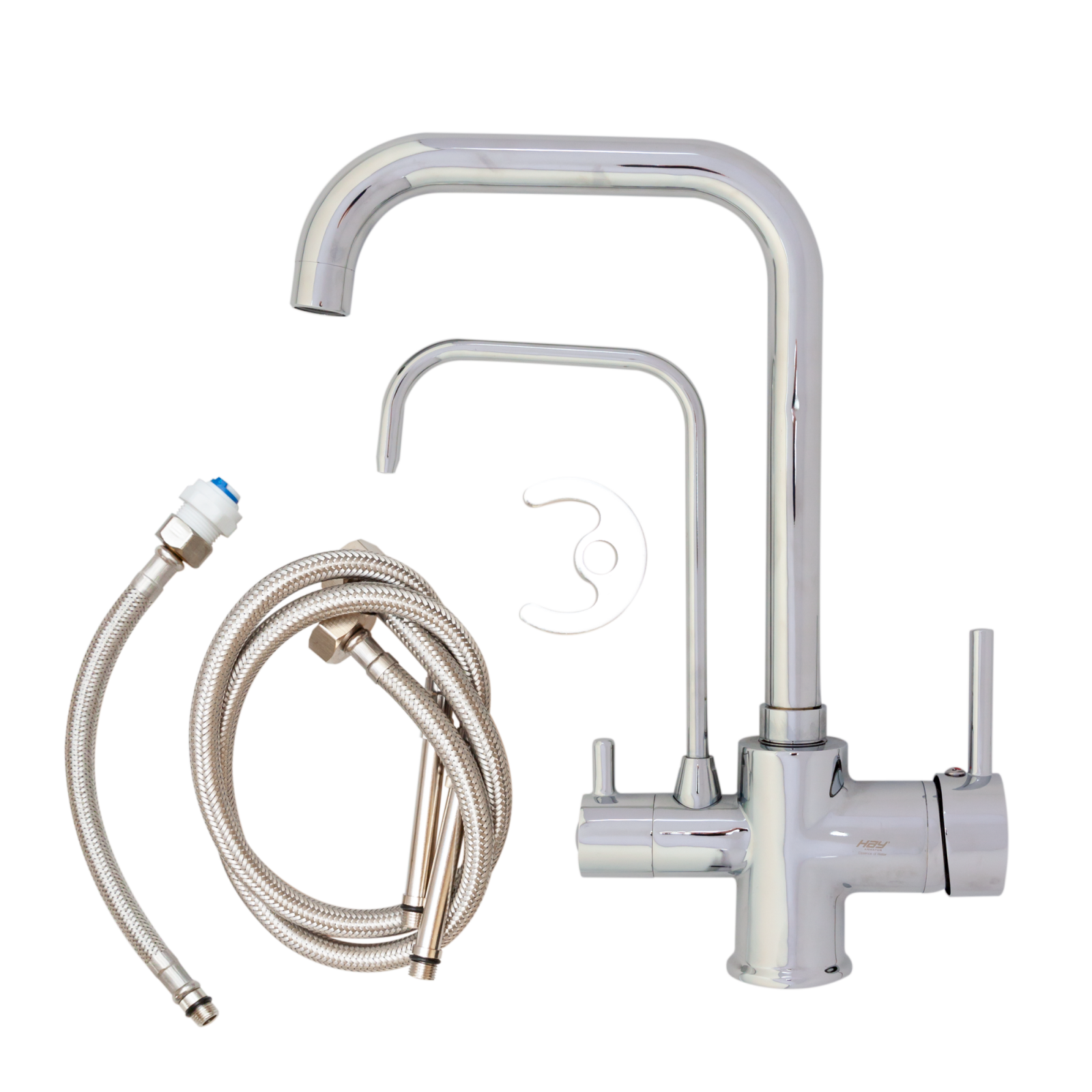 Baterie bucătărie cu 3 căi pentru filtru de purificare, argintiu nichelat Aquator - imagine 2
