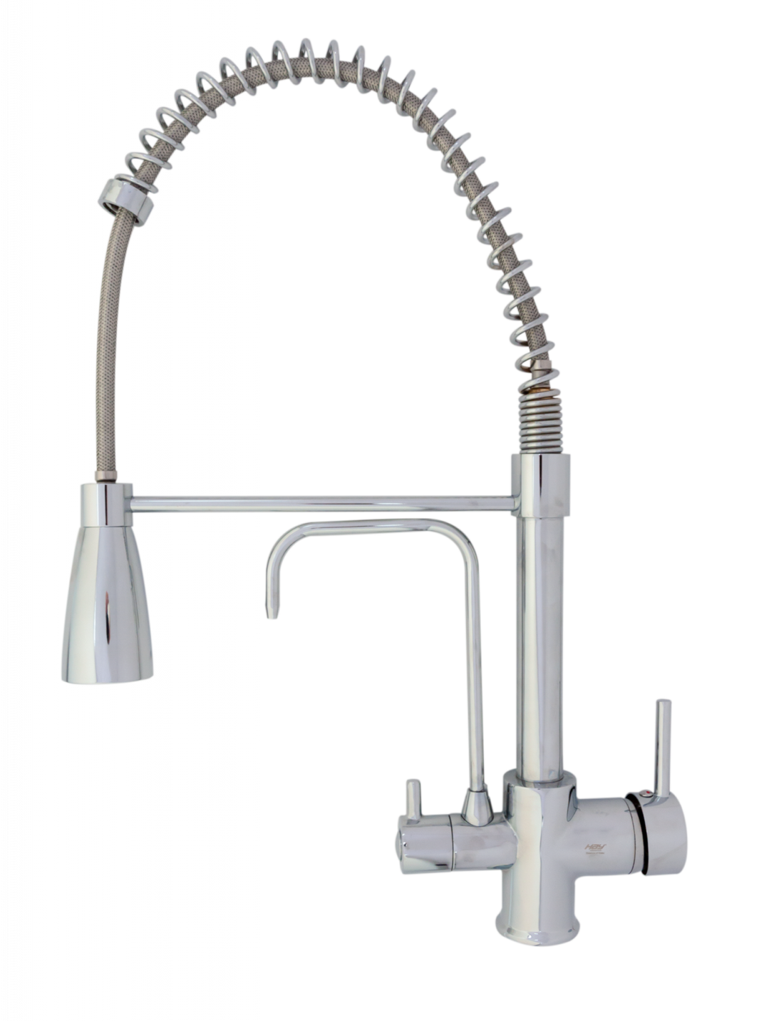 Baterie bucătărie cu 3 căi pentru filtru de purificare, argintiu nichelat Aquator