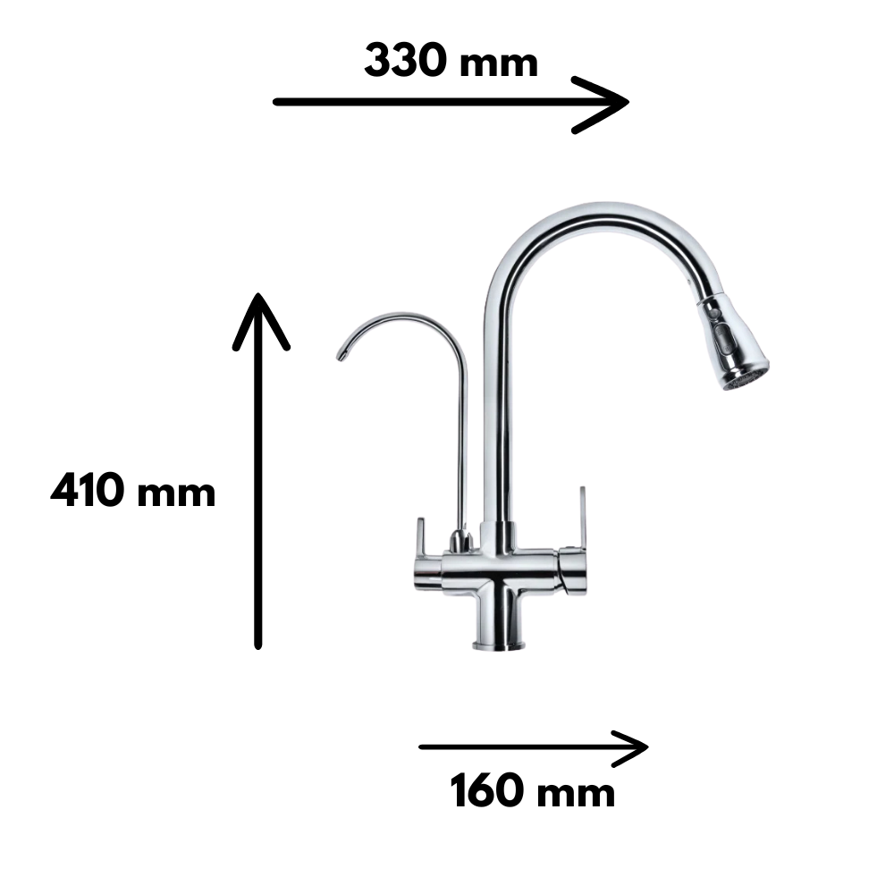 Baterie bucătărie cu 3 căi pentru filtru de purificare, argintiu nichelat Aquaphor PT-2-CHROME( Aquator 1220) - imagine 2