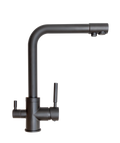 Baterie Bucătărie cu 3 Căi, pentru Apă Filtrată, Neagră, Finisaj Mat, Pipă Pivotantă, Înălțime 330mm Aquaphor Aquator