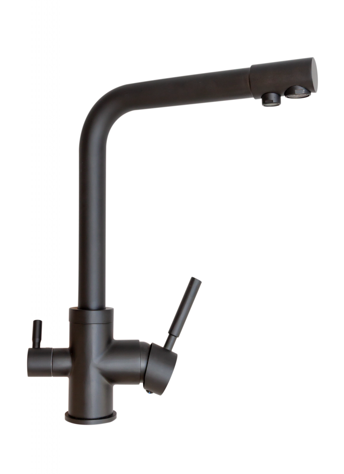 Baterie Bucătărie cu 3 Căi, pentru Apă Filtrată, Neagră, Finisaj Mat, Pipă Pivotantă, Înălțime 330mm Aquaphor Aquator - imagine 4