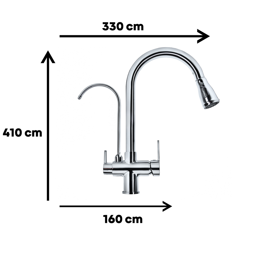 Baterie bucătărie cu 3 căi pentru filtru de purificare, crom Aquator