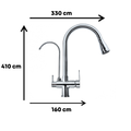 Baterie bucătărie cu 3 căi pentru filtru de purificare, crom Aquator - imagine 2