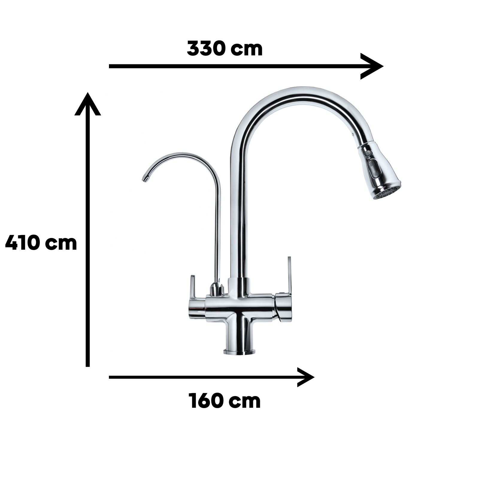 Baterie bucătărie cu 3 căi pentru filtru de purificare, crom Aquator - imagine 2