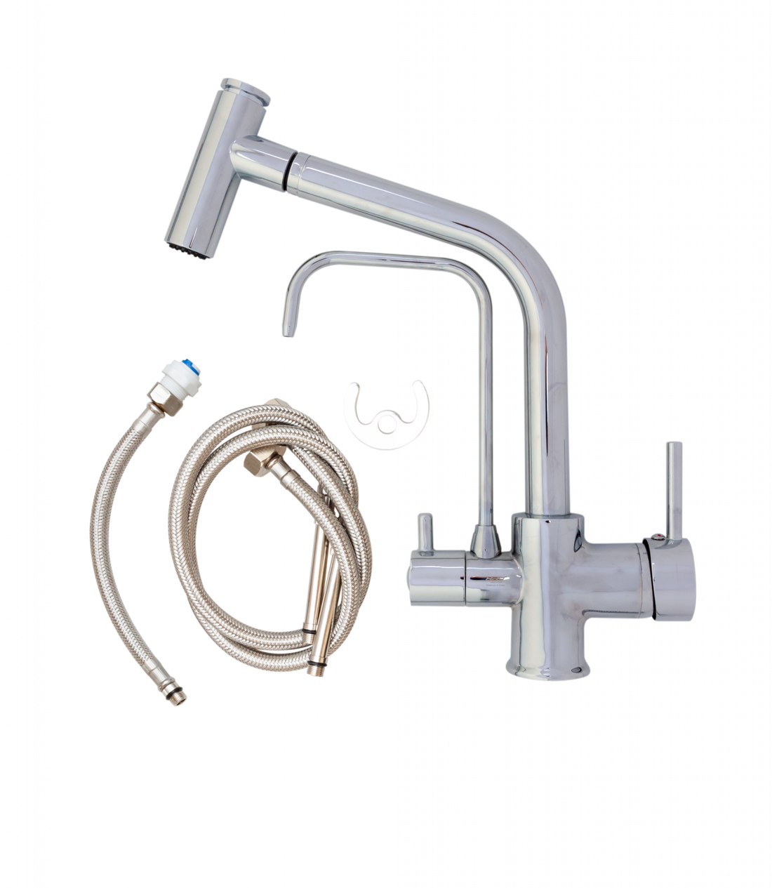 Baterie bucătărie cu 3 căi pentru filtru de purificare, crom Aquator