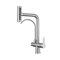 Baterie bucătărie cu 3 căi pentru filtru de purificare, crom, cap de dus extractabil, cu 4 jeturi de apa Aquator