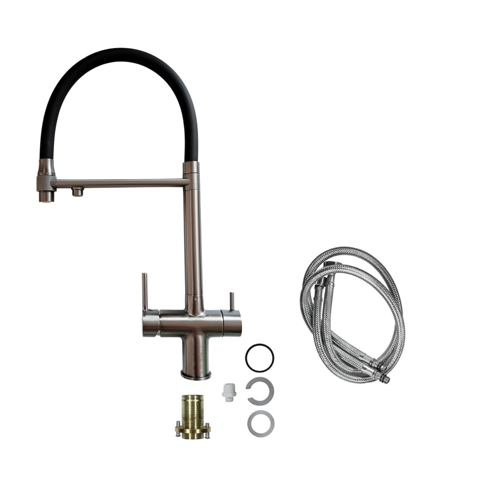Baterie Bucătărie cu 3 Căi, pentru Apă Filtrată, Gri, Finisaj Mat, Pipă Pivotantă, Înălțime 540mm Aquator - imagine 3
