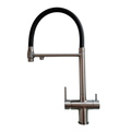 Baterie Bucătărie cu 3 Căi, pentru Apă Filtrată, Gri, Finisaj Mat, Pipă Pivotantă, Înălțime 540mm Aquator