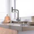 Baterie bucătărie cu 3 căi pentru filtru de purificare, GRI, cap de dus extractabil, cu 4 jeturi de apa Aquator - imagine 4