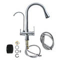 Baterie Bucătărie cu 3 Căi, Pipă Separată pentru Apă Filtrată, Chrome, Finisaj Lucios, Înălțime 410mm Aquator - imagine 4