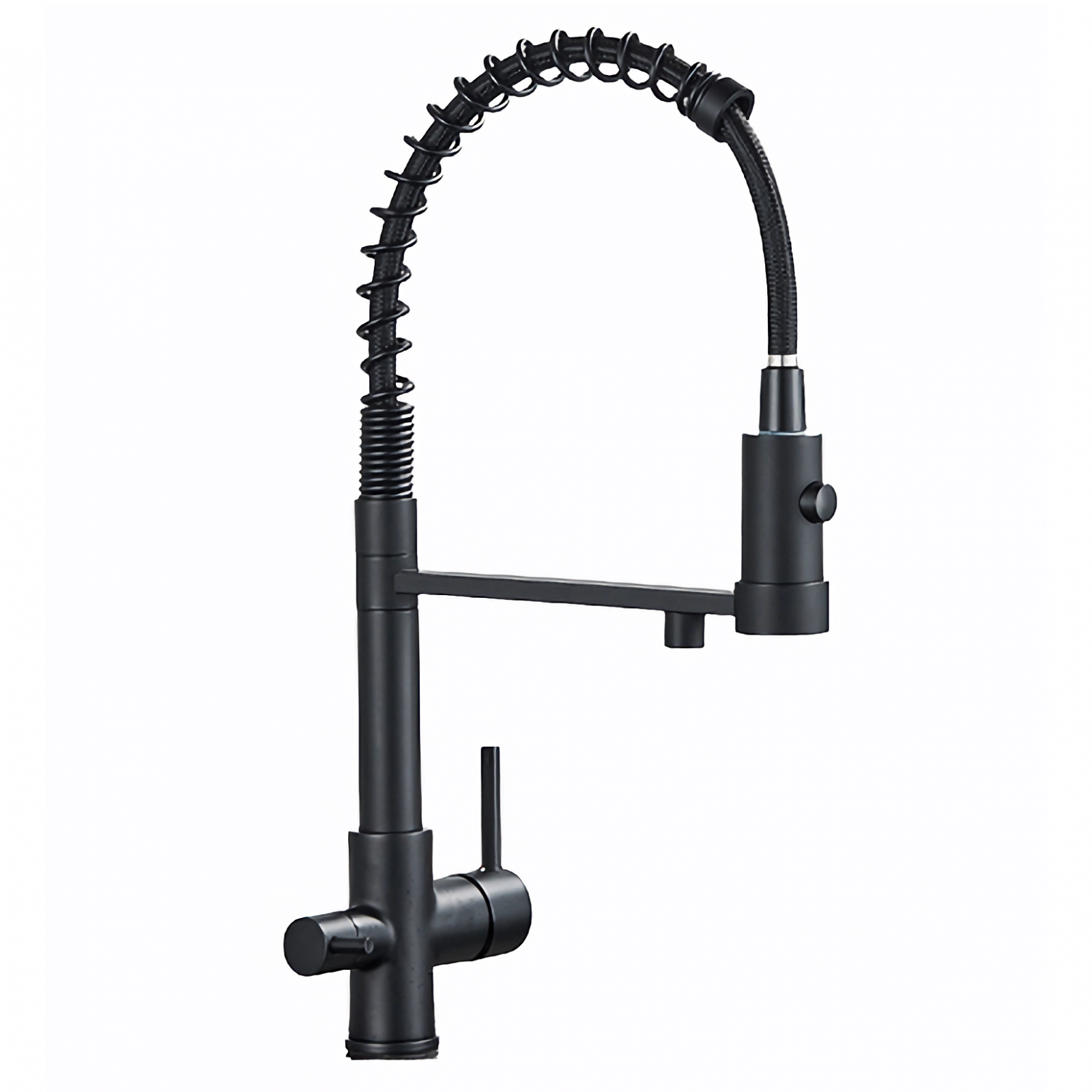 Baterie bucătărie cu 3 căi pentru filtru de purificare, neagră Aquator