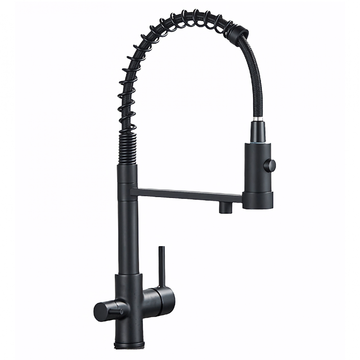 Baterie bucătărie cu 3 căi pentru filtru de purificare, neagră Aquator