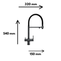 Baterie Bucătărie cu 3 Căi, pentru Apă Filtrată, Neagră, Finisaj Mat, Pipă Pivotantă, Înălțime 540mm Aquaphor Aquator - imagine 2