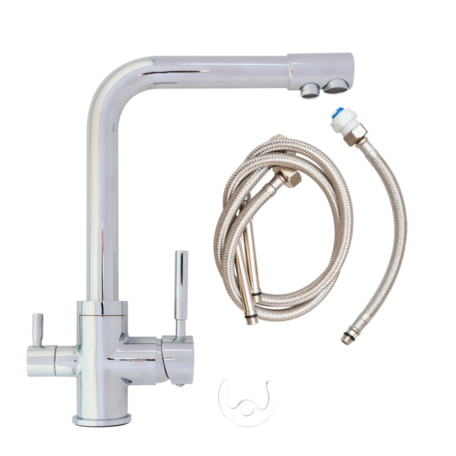 Baterie Bucătărie cu 3 Căi, pentru Apă Filtrată, Crom, Finisaj Lucios, Pipă Pivotantă, Înălțime 330mm Aquaphor Aquator - imagine 2