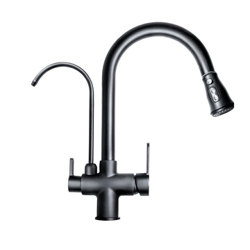 Baterie bucătărie cu 3 căi pentru filtru de purificare, neagră. Aquaphor Aquator