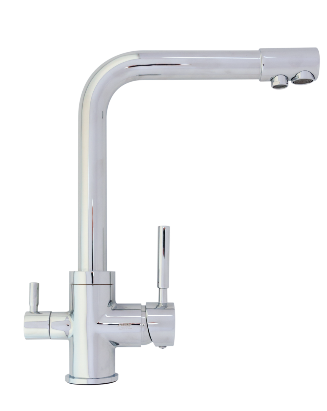 Baterie Bucătărie cu 3 Căi, pentru Apă Filtrată, Crom, Finisaj Lucios, Pipă Pivotantă, Înălțime 330mm Aquaphor Aquator