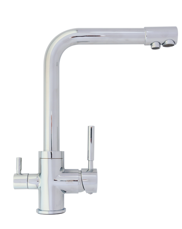 Baterie Bucătărie cu 3 Căi, pentru Apă Filtrată, Crom, Finisaj Lucios, Pipă Pivotantă, Înălțime 330mm Aquaphor Aquator