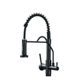 Baterie bucătărie cu 3 căi pentru filtru de purificare, neagră, cu arc Aquator