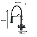 Baterie bucătărie cu 3 căi pentru filtru de purificare, neagră, cu arc Aquator - imagine 2