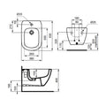 Bideu Ideal Standard Tesi T457001, suspendat, alb