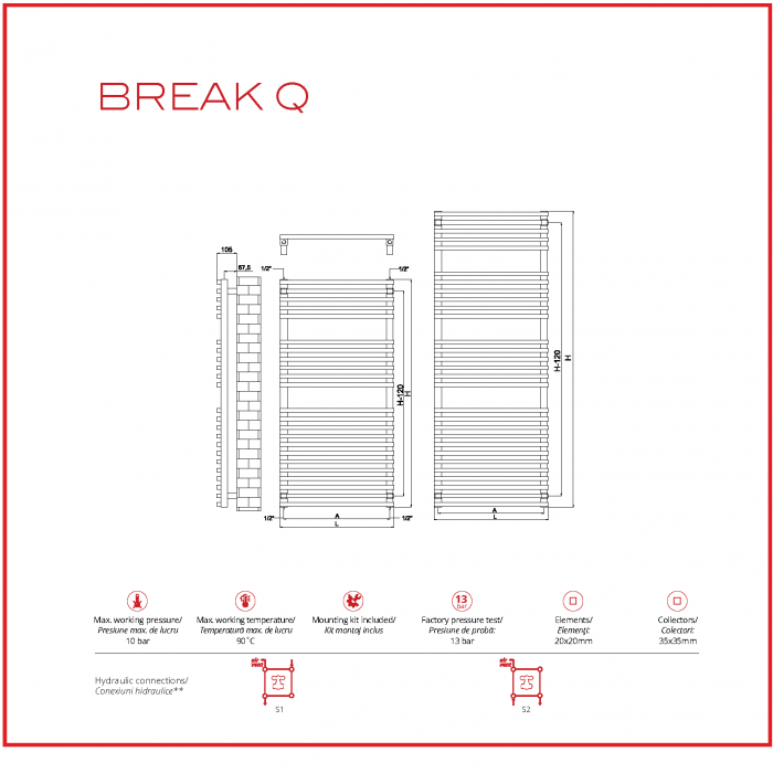 CALORIFER BREAK Q + KIT Grey (disponibil pe baza de comanda la furnizor)