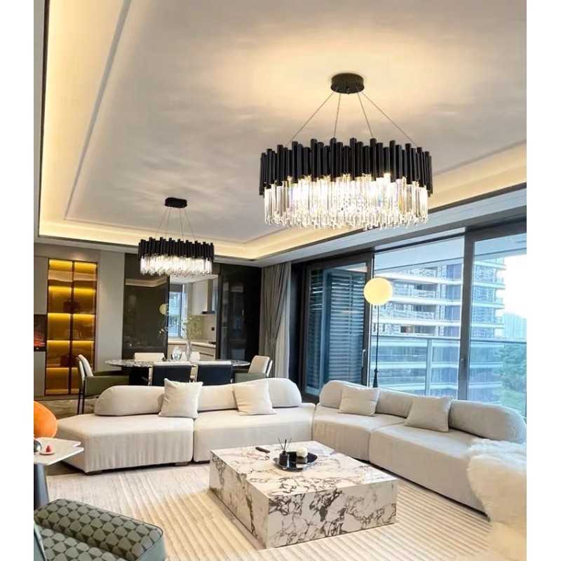 Candelabru de cristal Negru pe lan? 7xE14/40W/230V