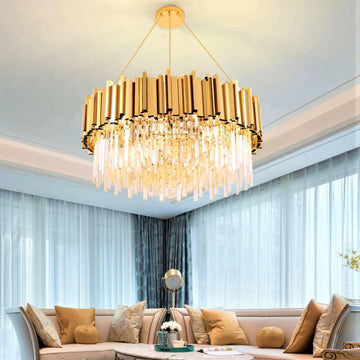 Candelabru de cristal pe lan? GOLD 12xE14/40W/230V