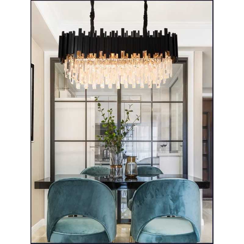 Candelabru de cristal pe lan? Negru 10xE14/40W/230V