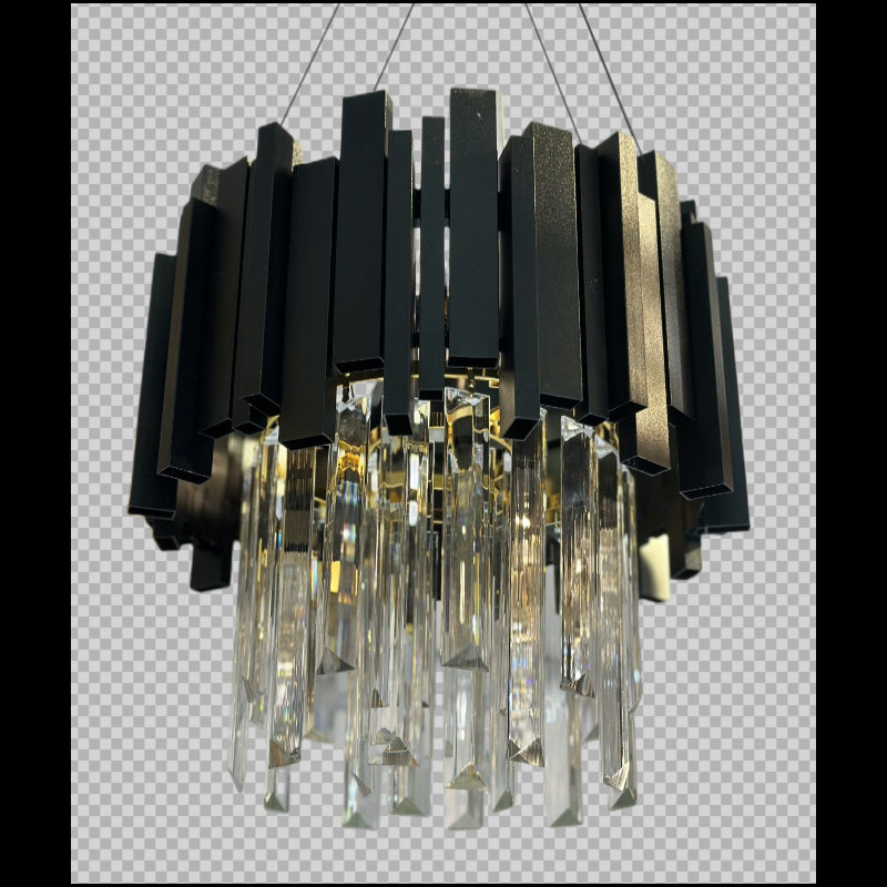 Candelabru de cristal pe lan? Negru 3xE14/40W/230V Diametru 30cm