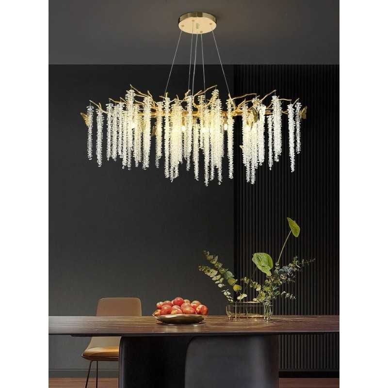 Candelabru Metal Auriu Cristal 12xE14 D1200mm