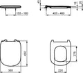 Capac wc slim Ideal Standard Tesi cu inchidere lenta pentru vas wc RimLS+
