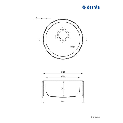 Chiuvetă din inox, 1-cuvă, Deante
