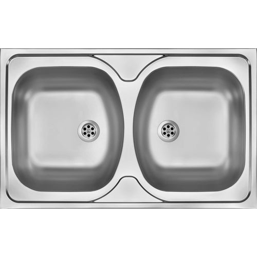 Chiuvetă din inox, 2-cuve - pe mască, Deante