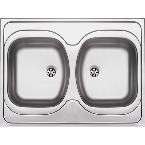 Chiuvetă din inox, 2-cuve - pe mască, Deante