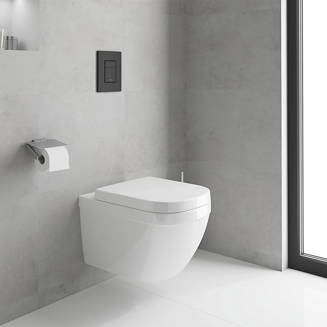 Clapeta WC Grohe Skate Cosmo, dubla, verticala, 197 x 156 mm, ABS, mat, negru, 38732KF0