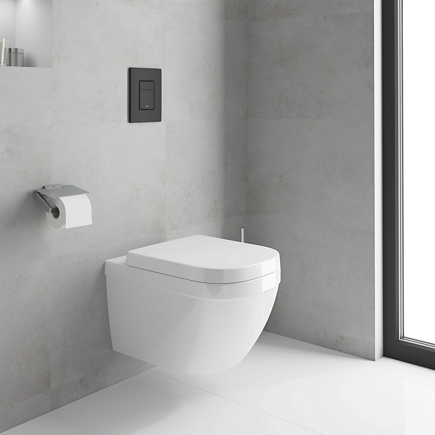Clapeta WC Grohe Skate Cosmo, dubla, verticala, 197 x 156 mm, ABS, mat, negru, 38732KF0